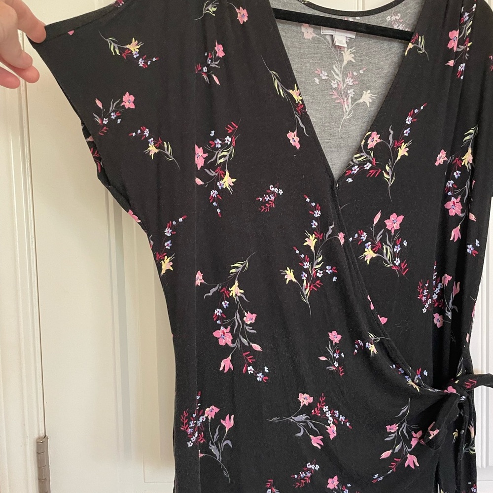 14th & Union Black Dress with Pink and White Floral Pattern